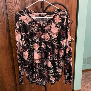 Well Worn Pink and Black Floral Long Sleeve Top